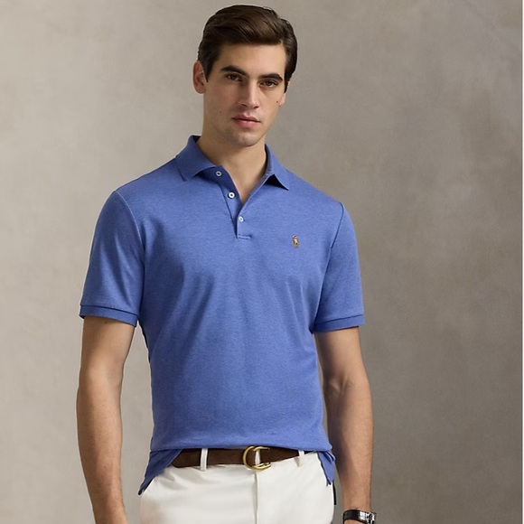 Ralph Lauren Men's Classic Blue Soft Cotton Polo Shirt - Picture 6 of 7